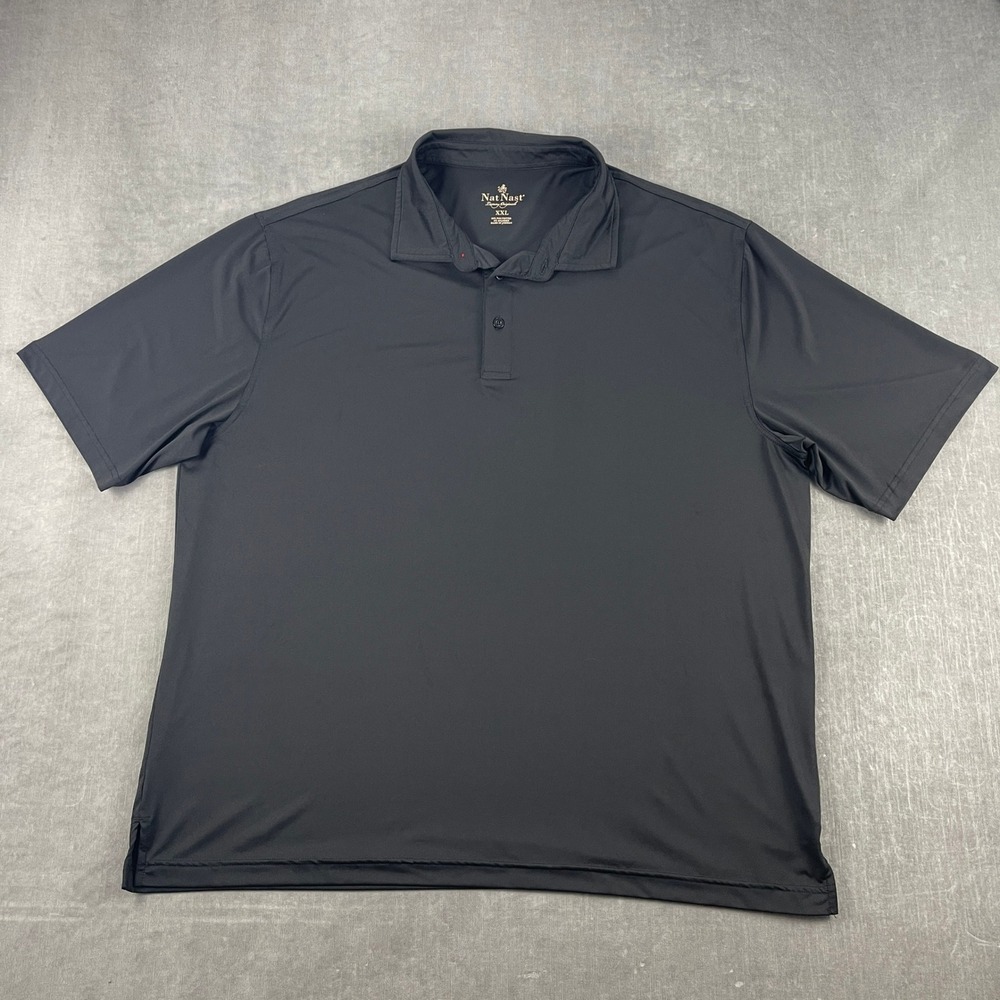 Nat Nast Mens XXL Black Polo Shirt Luxury Originals Performance Stretch Solid
